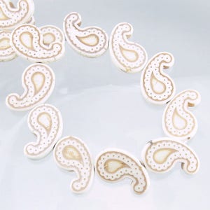 21x12mm Dyed Synthetic White Turquoise Paisley Gemstone Beads - 15 Inch Strand (BS733) SE