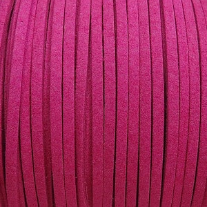 Soft Pliable Hot Pink Faux Suede Cord/Lace/Lacing - Sold by the Yard - (FSC09A)