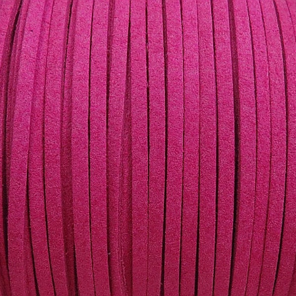 Soft Pliable Hot Pink Faux Suede Cord/Lace/Lacing - Sold by the Yard - (FSC09A)