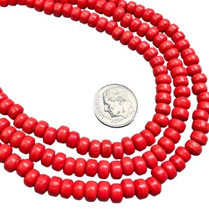 Opaque Red Size 6x4mm 2mm hole Recycled Glass Crow Beads 36 Inch Strand ICB41 image 2