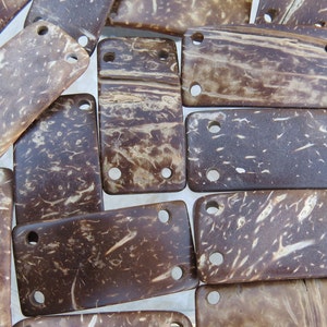40x20mm (2mm hole) 2 Tone Light and Dark Brown Coconut Wood Links or Jewelry Components - Qty 2 (G267)
