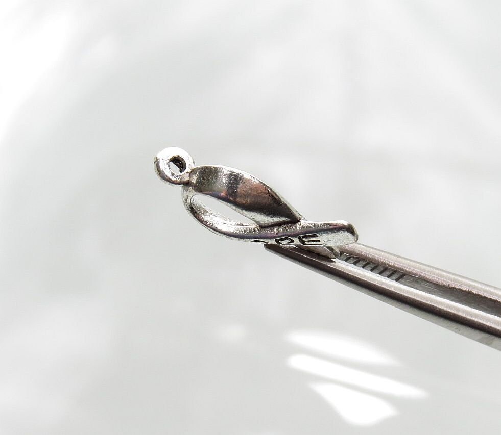 Hope Ribbon 18x7.5x3mm Antique Silver Alloy Metal Charm