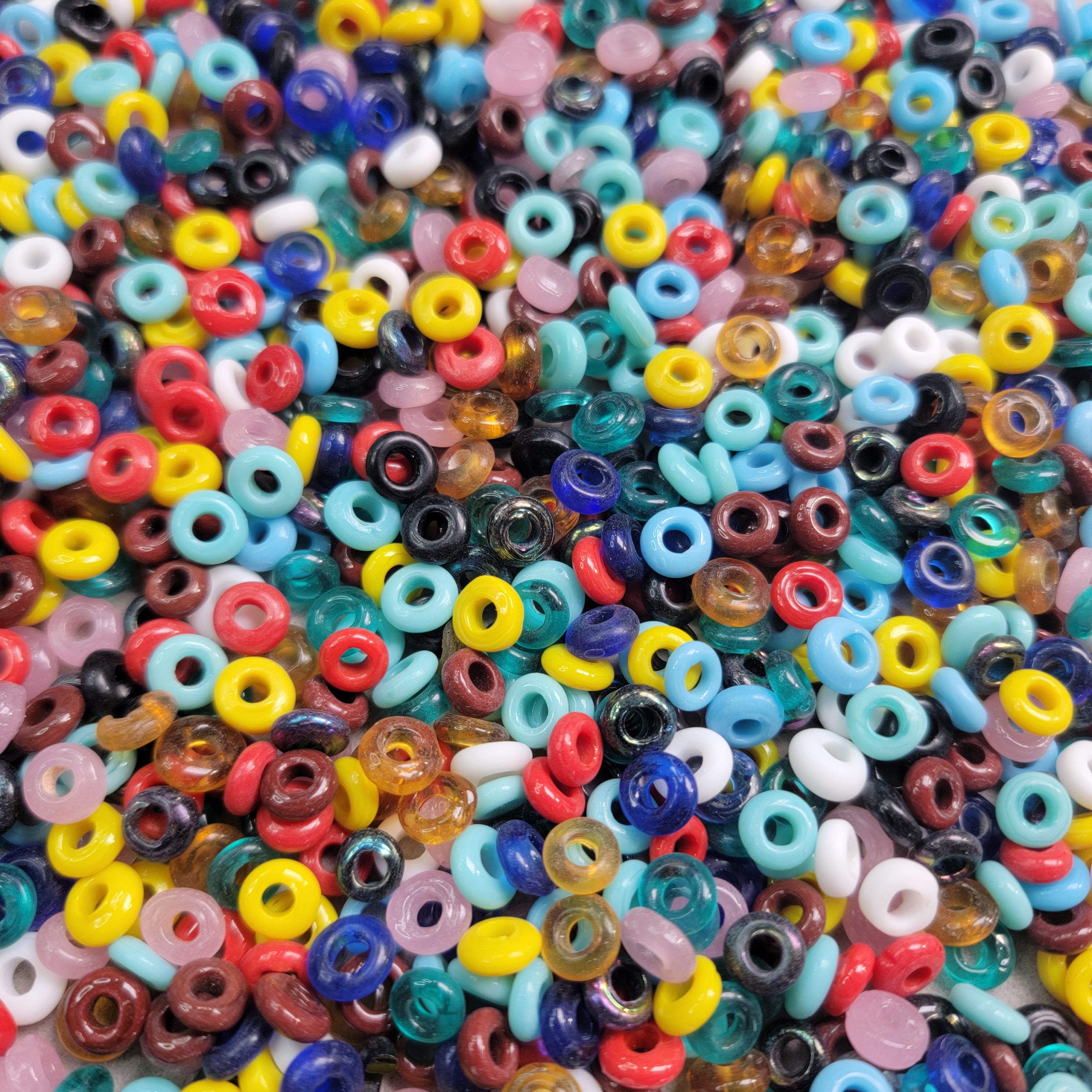 20 GLASS ROUND DONUT GLITTER BEADS 10mm LARGE HOLE 4mm TWO - Foto 8