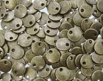 8x1.5mm Antique Brass Alloy Metal Lentil/Charm - Qty 10 (MB189)