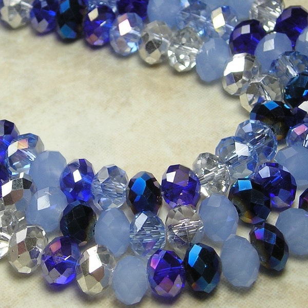 8x5mm Faceted Twilight Storm Mix Chinese Crystal Rondelle Beads 8 Inch Strand
