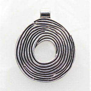 Textured Antique Silver 44x35x1.5mm Alloy Metal Flat Round Focal Pendant - Qty 1 (MB328)