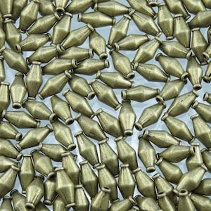 13x6mm Antique Brass Finish Alloy Metal Bicone Beads - Qty 10 (MB218)