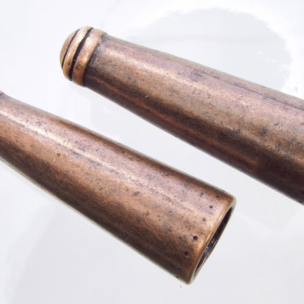 35x12mm Antique Copper Alloy Metal Bead/tassel Caps, Bead Cones, Necklace Components or Pendants - Qty 2 (MB240)