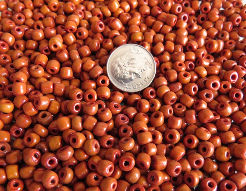 5/0 Opaque Aged Terra Cotta Vintage Italian Murano Glass Seed Beads 20 Grams 5CS14 image 2