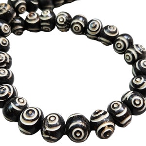 14x11mm Hand Carved Dark Brown Water Buffalo Bone Rondelle Beads - 16 Inch Stand (WBBB01)