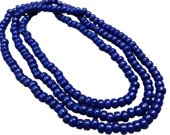 Opaque Dark Blue - Size 6x4mm (2mm hole) Recycled Glass Crow Beads - 36 Inch Strand (ICB42)