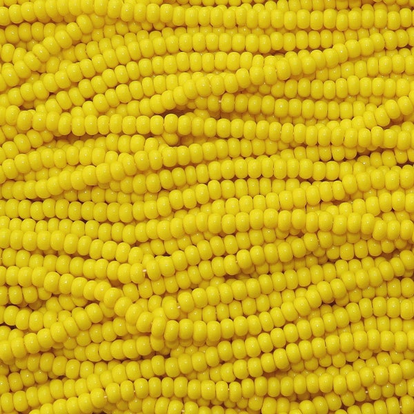 6/0 Opaque Dark Yellow Czech Glass Seed Bead Strand (CW104)