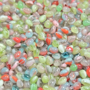 7x5mm Multi-tone Spring Bouquet Czech Glass Teardrop Beads - Qty 40 (SFDRP23)