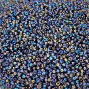 6/0 Transparent Black Diamond AB Czech Glass Seed Beads 20 Grams (6CS434)