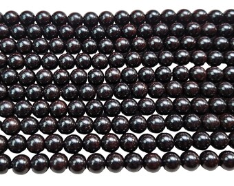 8mm Dark Coffee  Round Wood Beads - 16 Inch Strand (AW15)