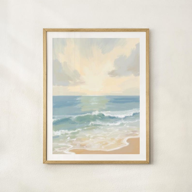 Calm Ocean Horizon Printable Wall Art | Vintage Maritime Seascape ...