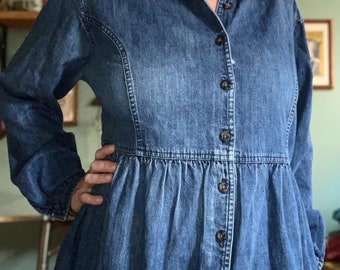 blue jean dress with pockets