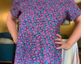 Vintage 90s floral baby doll cut grunge mod style dress