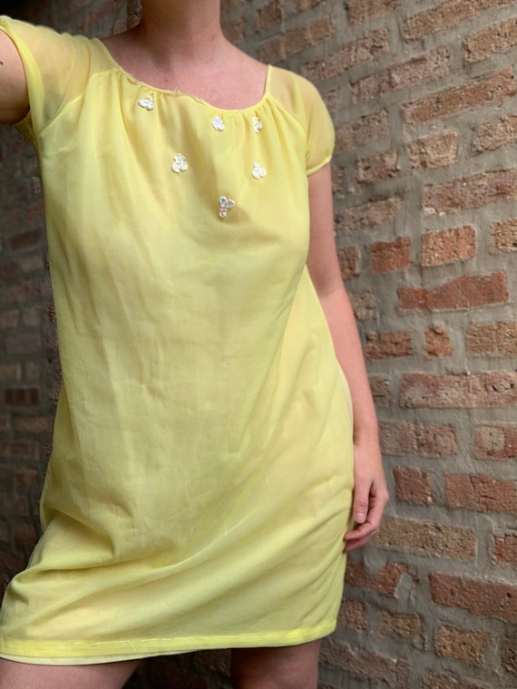 60s mod twiggy style yellow nightgown - image 1