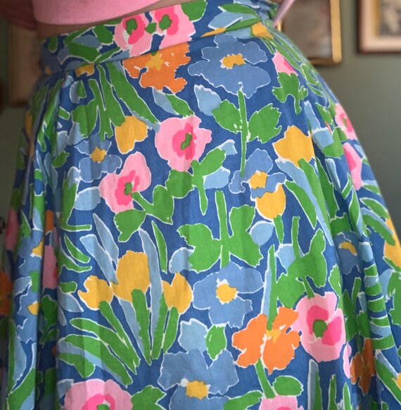 Vintage 60s bright neon floral skirt - image 5