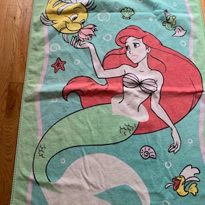 Vintage  90s The Little Mermaid Ariel  flounder and friends  beach towel from Disney