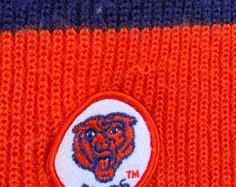 Bufanda de punto vintage azul y naranja de los Chicago Bears de la NFL, años 80 y 90