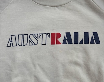 Sudadera blanca de cuello redondo con recuerdo de Australia de los años 90