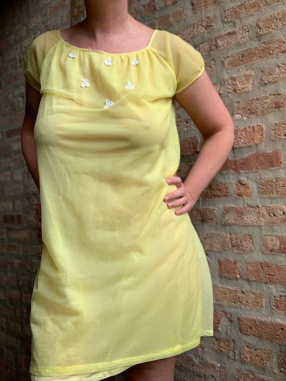 60s mod twiggy style yellow nightgown - image 5