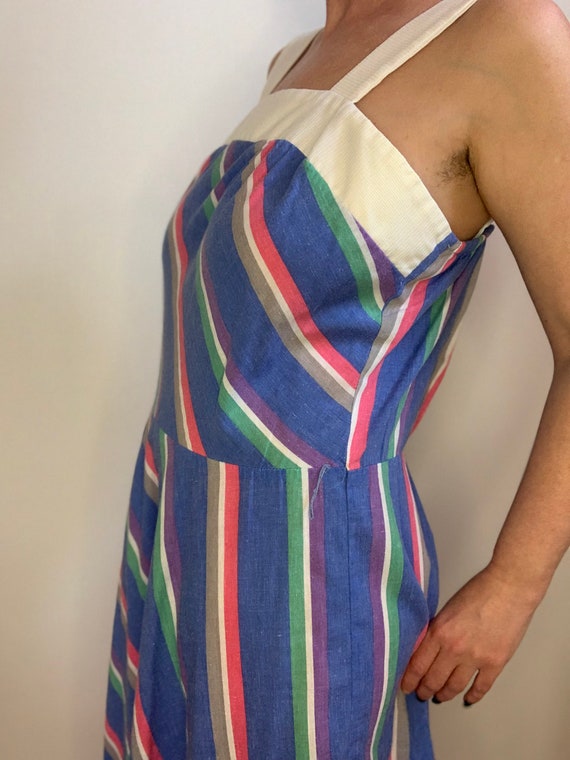 Vintage 70s 80s long striped preppy summer dress - image 10