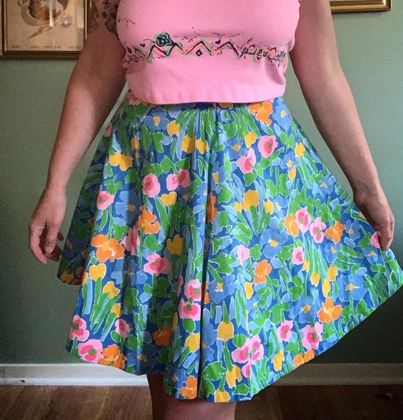 Vintage 60s bright neon floral skirt - image 8