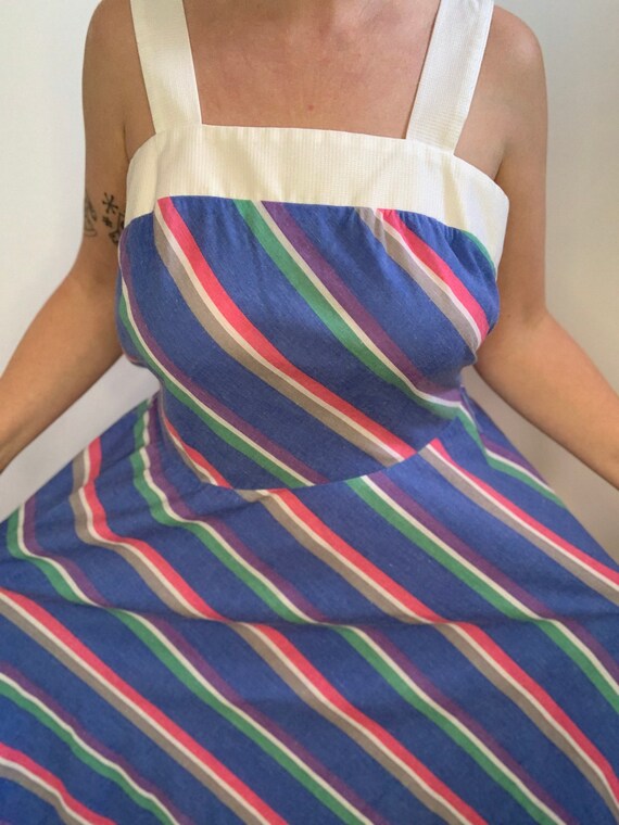 Vintage 70s 80s long striped preppy summer dress - image 7