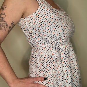 Vintage 70s 80s Apple geometric print apron style bohemian dress by