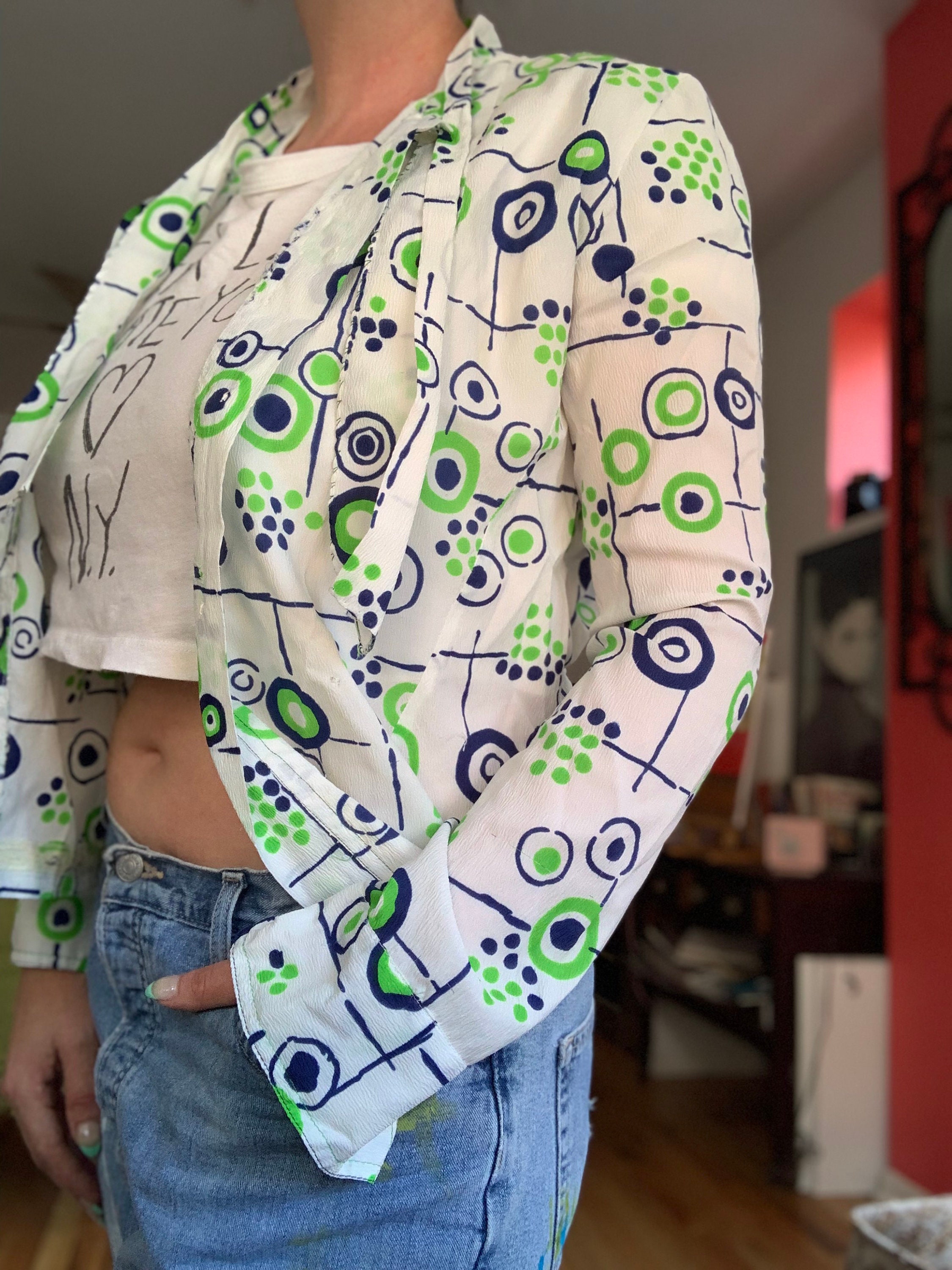 Vintage 60s 70s Mod Psychedelic Pattern Handmade Blouse - Etsy