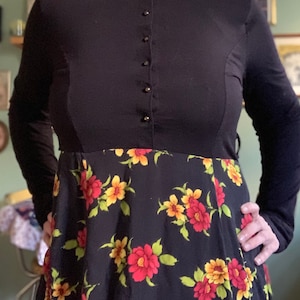 Vintage 90s long floral and black dress by East Essence