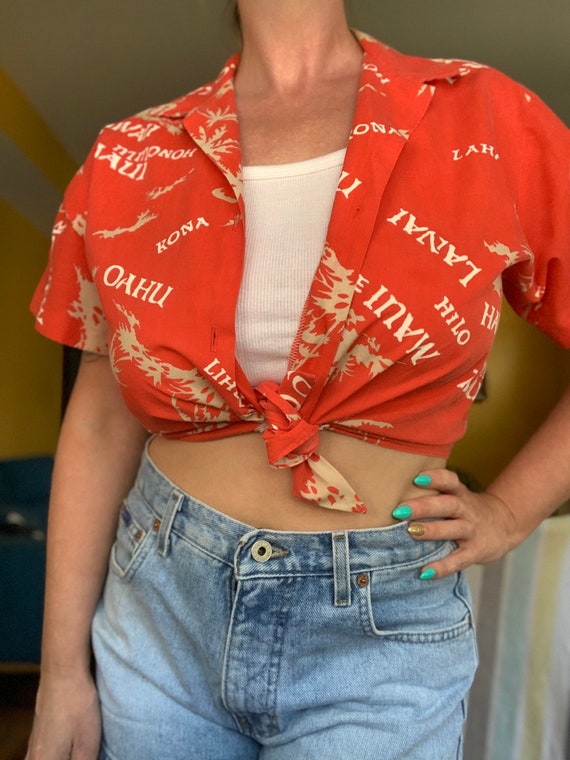 Vintage 80s 90s Hawaiian crop top by Hilo Hattie - image 2