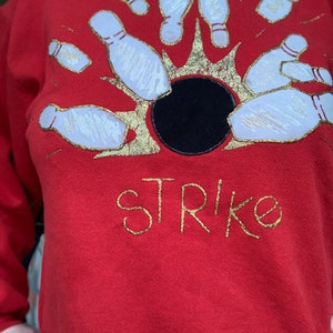 Vintage 80s hand painted Strike bowling sweatshirt