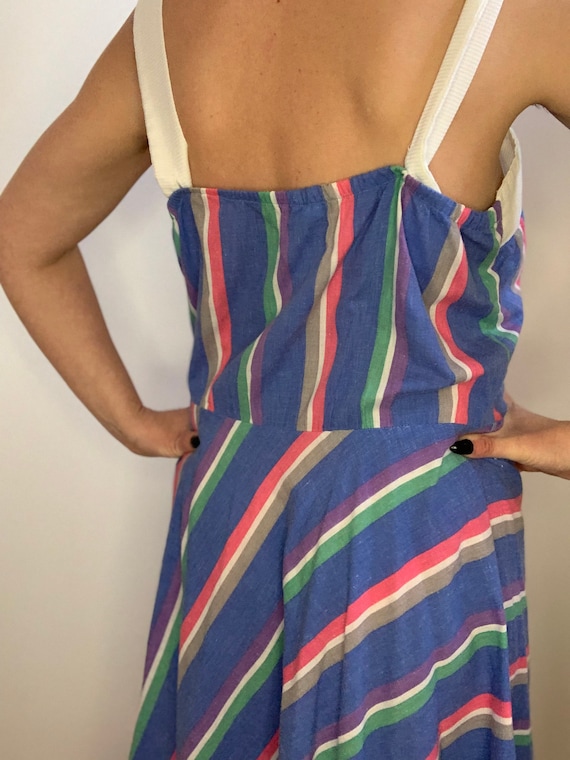 Vintage 70s 80s long striped preppy summer dress - image 5