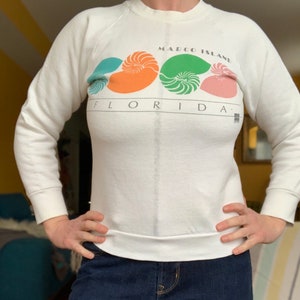 Vintage 90s Marco Island Florida seashell pullover screen stars sweatshirt