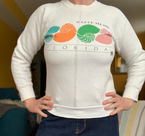 Vintage 90s Marco Island Florida seashell pullover screen stars sweatshirt