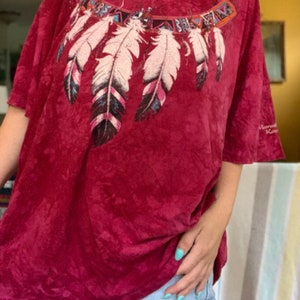 Vintage 1990s southwestern eagle feather neckline graphic tee by Ragtops Sportswear Inc image 6