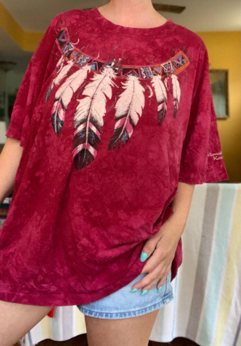 Vintage 1990s southwestern eagle feather neckline graphic tee by Ragtops Sportswear Inc image 6