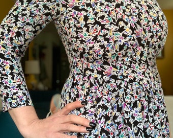 Vintage 90s geometric abstract floral scoop neck dress by Liz Claiborne