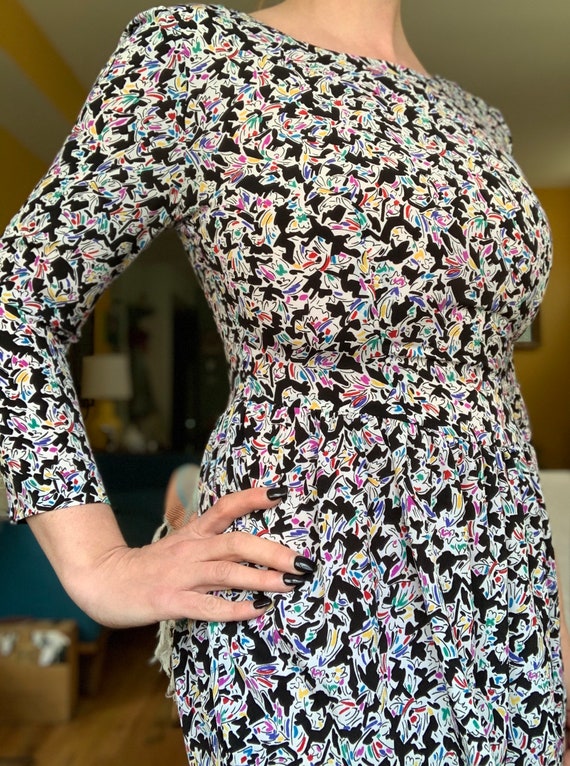 Vintage 90s Geometric Abstract Floral Scoop Neck Dress by Liz Claiborne -  Etsy