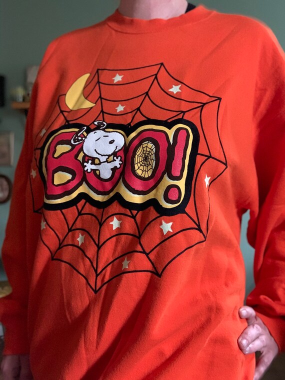 Boo! Snoopy spiderweb Halloween sweatshirt
