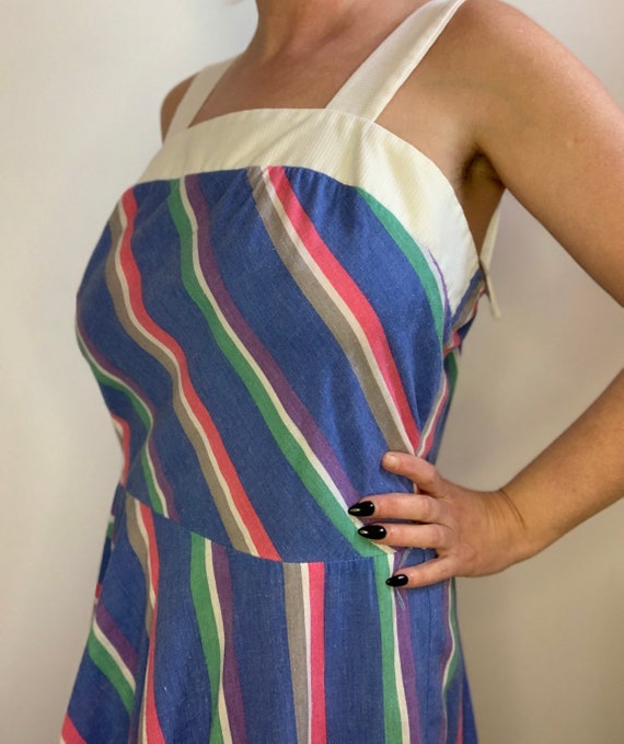 Vintage 70s 80s long striped preppy summer dress - image 9