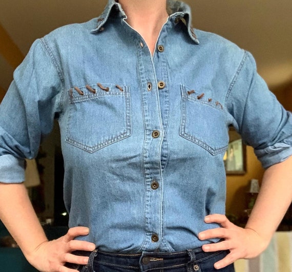 Vintage 80s 90s Denim and Suede Shirt by the Limited - Etsy