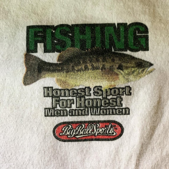 Vintage 90s Funny Fish Stories Tee from Big Balls Sports Fish Graphic Tee