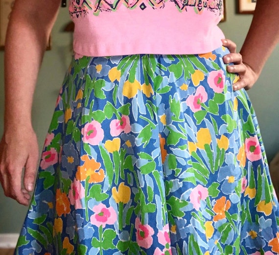 Vintage 60s bright neon floral skirt - image 7