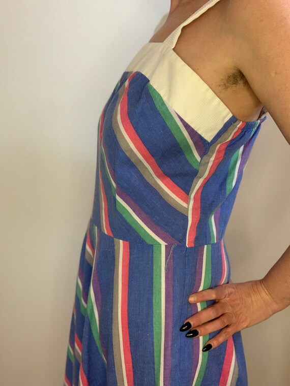 Vintage 70s 80s long striped preppy summer dress - image 4