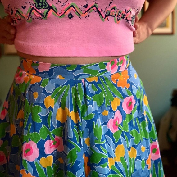 Vintage 60s bright neon floral skirt - image 4